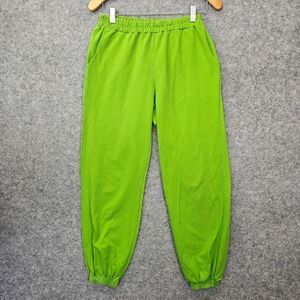 Y2K Italian Jogger Pants Womens Small Green Lime Lounge Streetwear ITALY 28x26